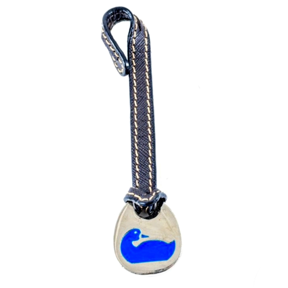 🦆 Vintage Dooney & Bourke D&B Mahogany Brown Leather Blue Duck Fob Bag Charm